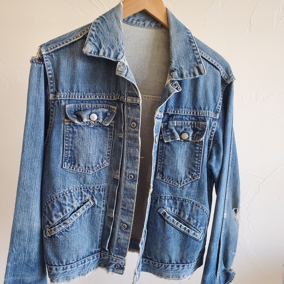 Vintage Distressed Soft Denim Jean Jacket	- No Label - Picture 2 of 10